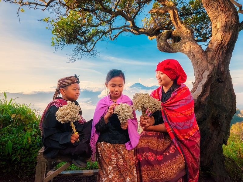 Immortal Flowers seller at Mt. Bromo фото превью