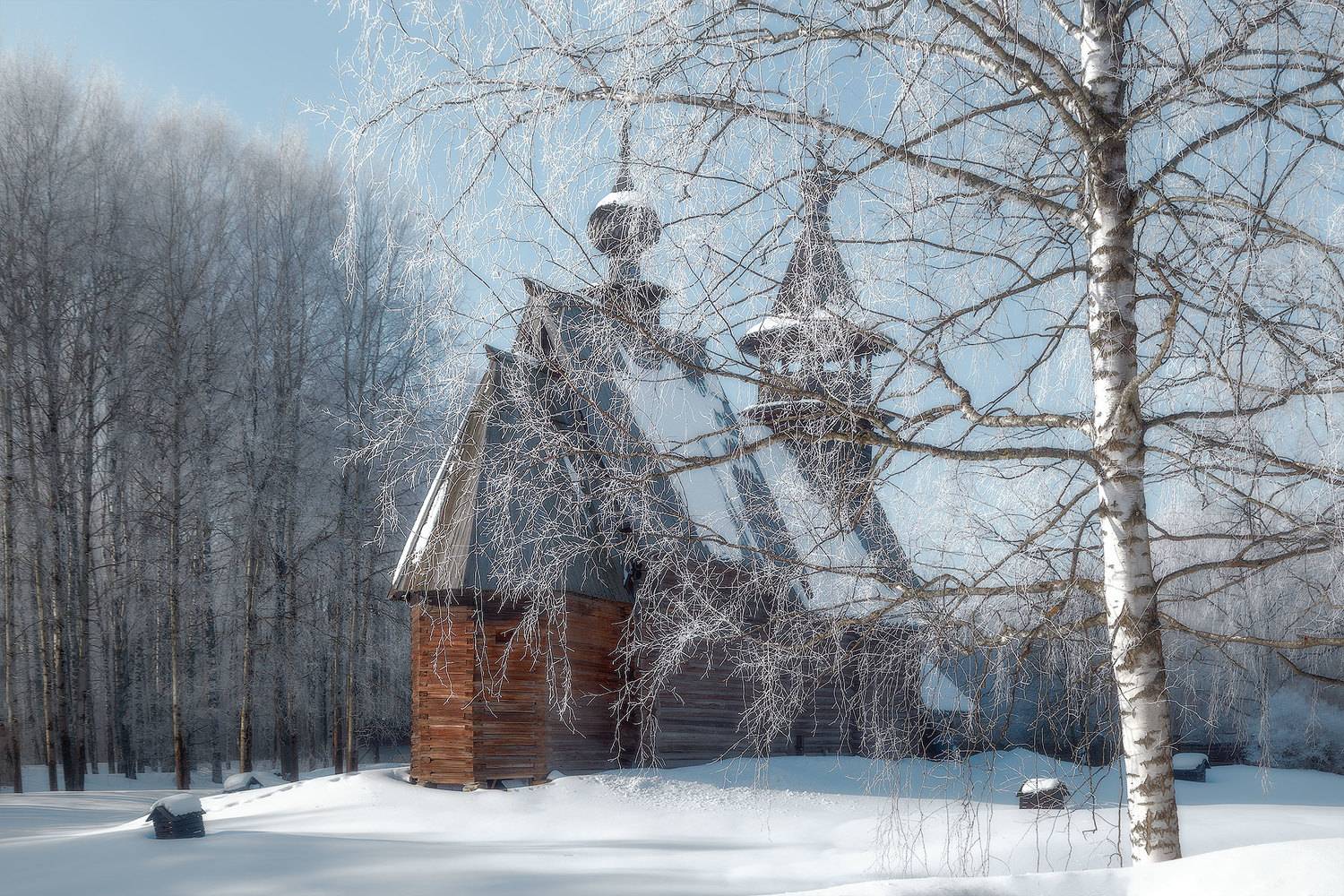 снег, церковь, зима, март, пейзаж, Макаров Роман