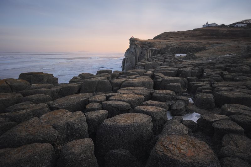 закат, пейзаж, мыс брюса, приморье Мостовая гигантов фото превью