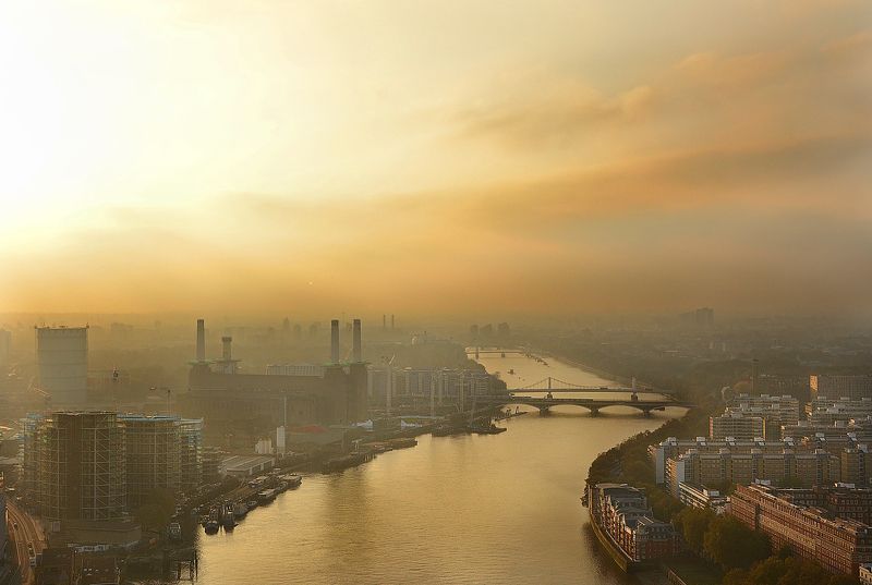 sunset #city #london #fog #buildings #houses #panorama #thames #nikon London sunset фото превью