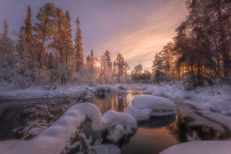 кольский север зима Водопой ледяного змея фото превью