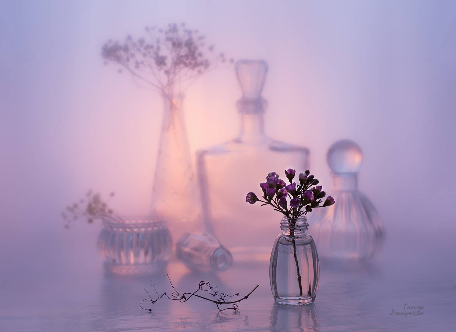 Графин, пузырьки, ваза, блер, сиреневый, Галина Лоскутова