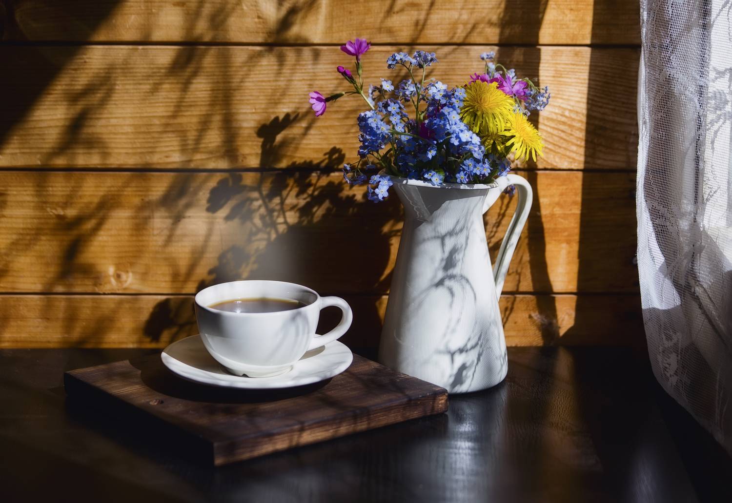 утро, прекрасное, на даче, на природе, приятный, аромат кофе, кофе, аромат, черный кофе, одуванчики, незабудки, цветы, morning, beautiful, at the cottage, in nature, pleasant, aroma of coffee, coffee, aroma, black coffee, dandelions, forget-me-nots, flowe, Стасов Виталий