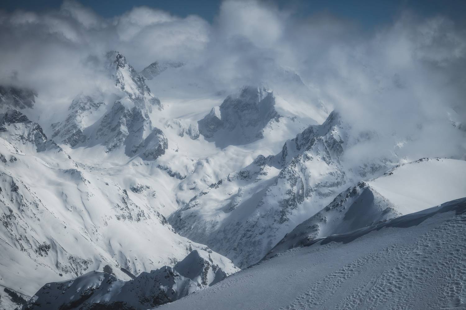 dombay, caucasus, mountains, peak, glacier, landscape, snow, hiking, ice, winter,, Бугримов Егор