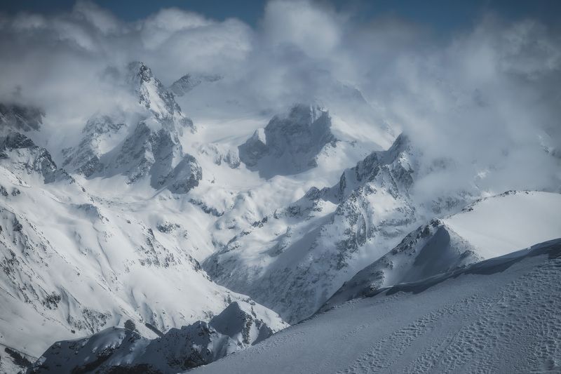 dombay, caucasus, mountains, peak, glacier, landscape, snow, hiking, ice, winter, Домбай. фото превью