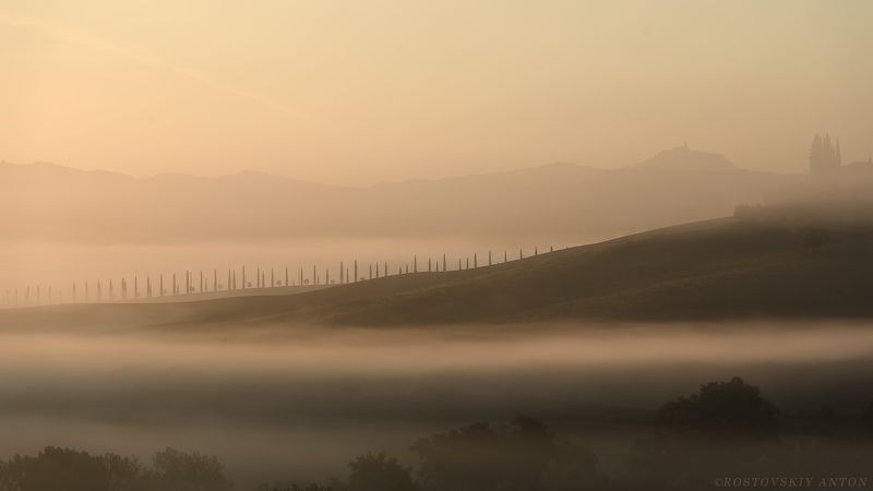 Туман, утро, Тоскана, Италия, фототур Тихое туманное утро. | пейзажный фотограф фото превью
