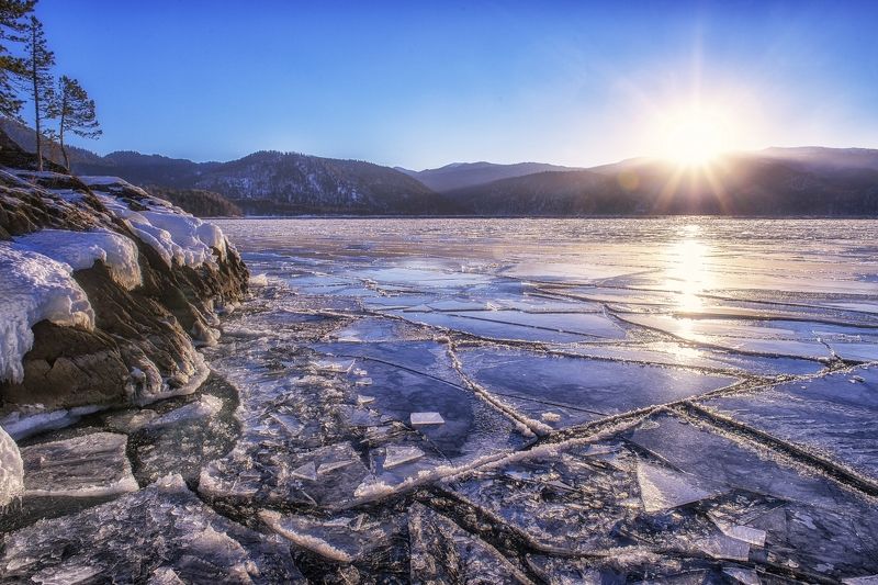 утро, озеро, софит и ветротека... фото превью