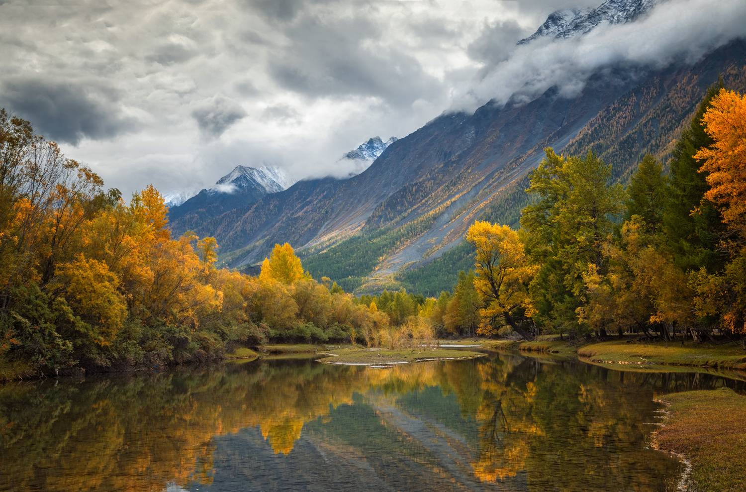 горный алтай,сентябрь2023,утро,заводь в долине аргута,отражения, Lora Pavlova