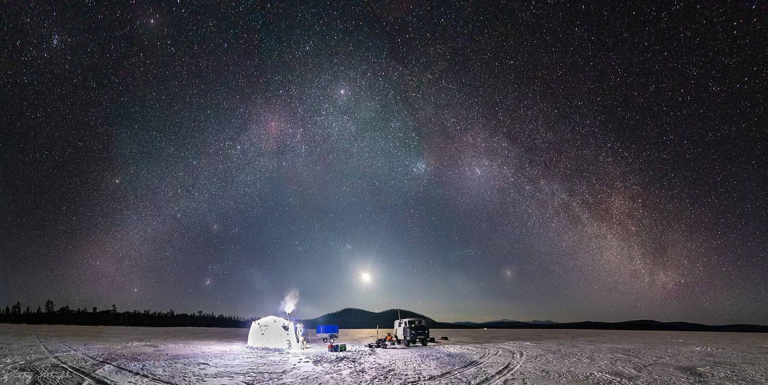 ночь, млечный путь, бурятия, зима, озеро, Портных Дмитрий