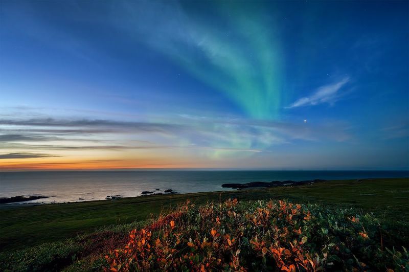 Августовская аврора на Кольском фото превью