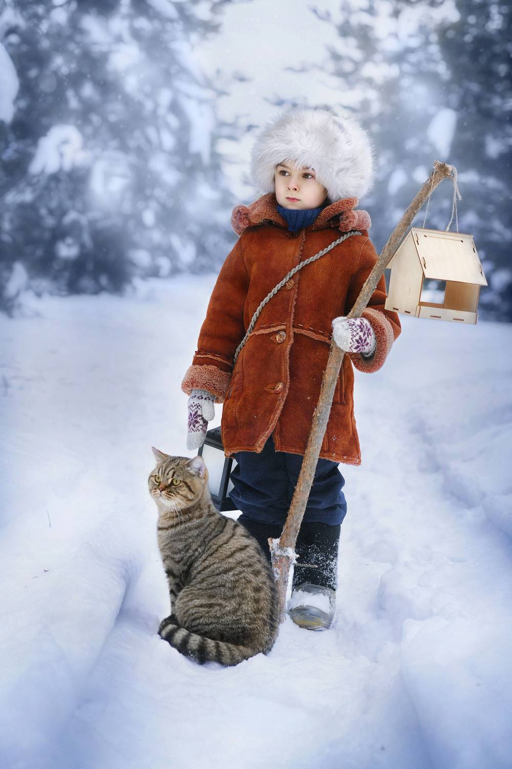 мальчик,друзья,кота, Ирина Ефимова
