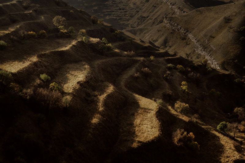 пейзаж, черно-белый пейзаж, путешествие Террасы села Чох фото превью