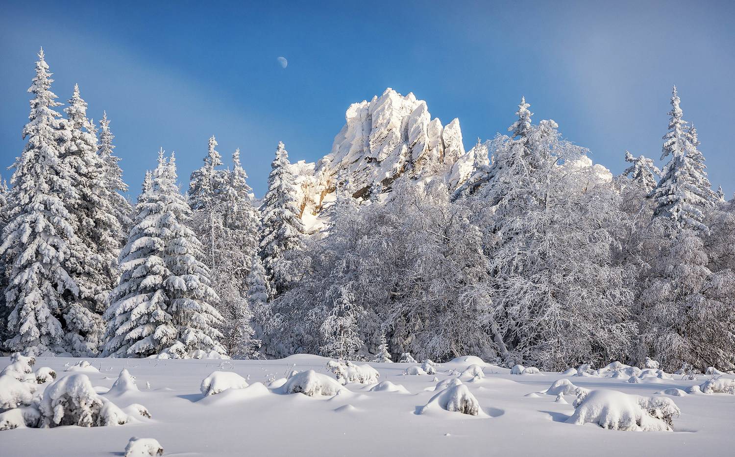 снег, зима, башкирия, башкортостан, пейзаж, луна, сугробы, горы, скалы, Гордейко Анна