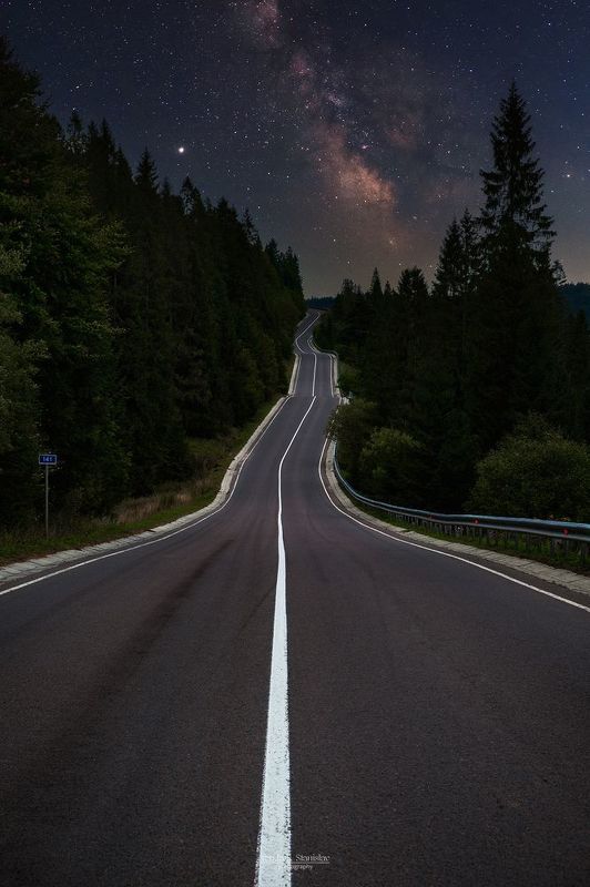 пейзаж дорога млечный путь ночь звезды landscape road milky way night stars Дорога к звёздам фото превью
