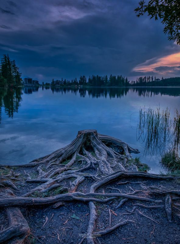 пейзаж,вечер,закат,озеро,вода,высокие татры,Словакия,landscape,evening,sunset,lake,water,štrbské pleso,vysoké tatry,Slovensko Вечер на озере фото превью
