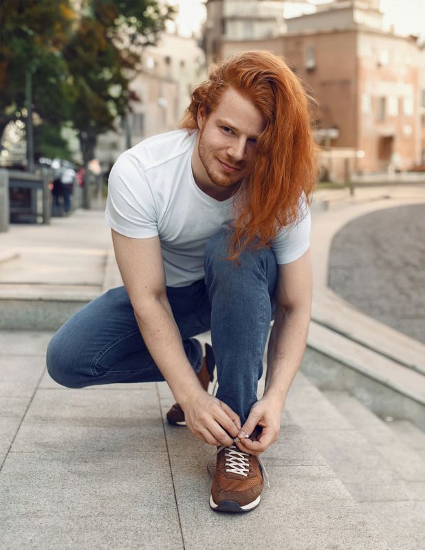 мужской портрет, мужская фотосессия, рыжик, рыжий парень, длинноволосый парень, рыжие волосы  Александр Левичев  фото превью