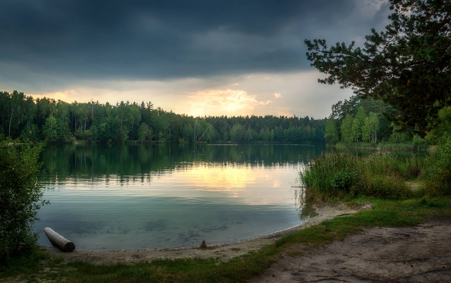озеро, тучи, вечер, Сергей Аникин