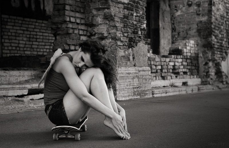 angel, ангел, печальный, девушка, скейт, skateboard Another day to live фото превью