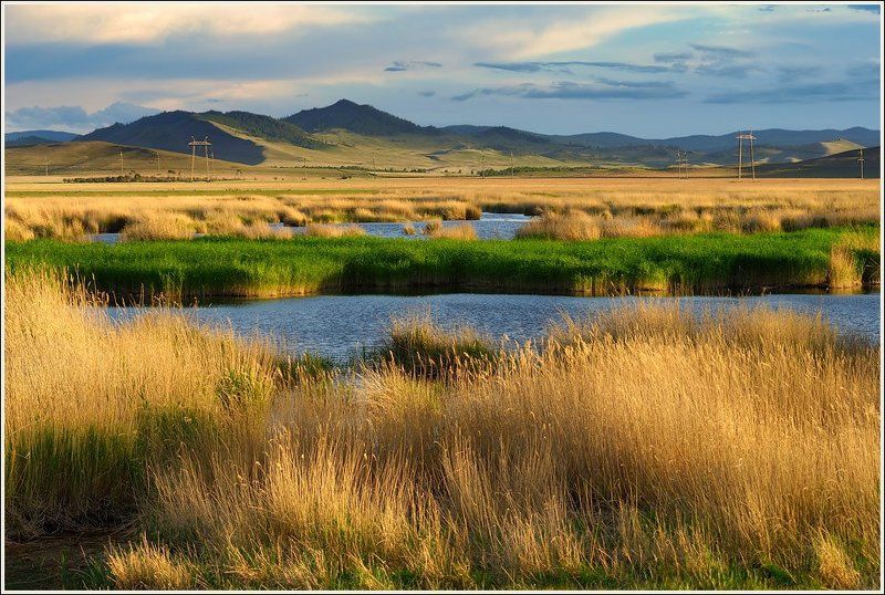 вечер, Вода, Голубой, Далекий, Желтый, заводь, Зеленый, иткуль, Красивый, озеро, осока, пейзаж, природа, Протока, путешествия, сибирь, Синий, тихо, трава, туризм, хакасия Из серии - Вечера на Иткуле фото превью