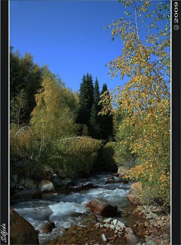 природа, река, осень Осень в ущелье фото превью