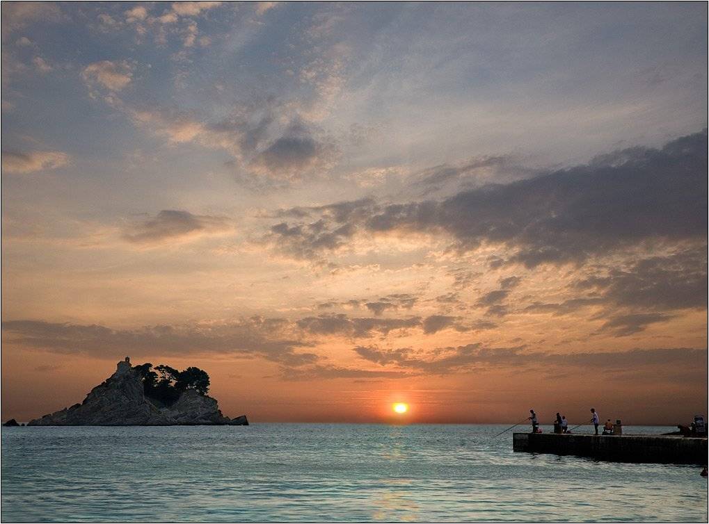 море, вечер, закат, рыбалка, рыбаки, пирс, Boris Bort