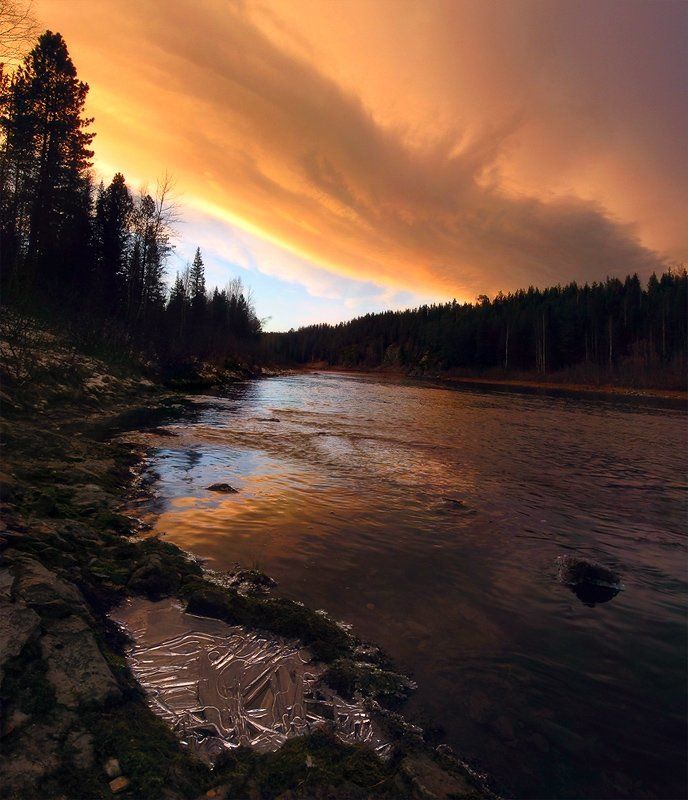 северный урал, большая сосьва, закат Sunset фото превью