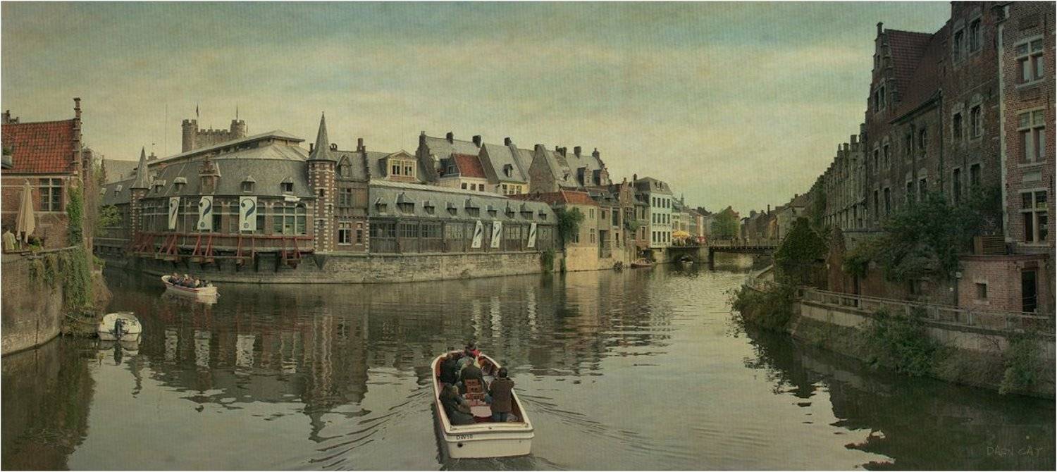 гент, бельгия, канал, лодки, город, знаки, вопросов, Darn Cat