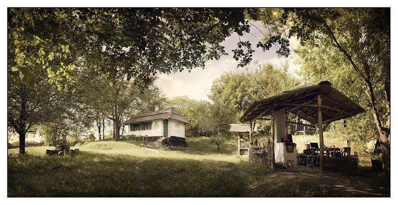 хутор, хуторок, украина, хортица, казаки, казачья сечь, запарожье, украинский пейзаж Хуторок фото превью