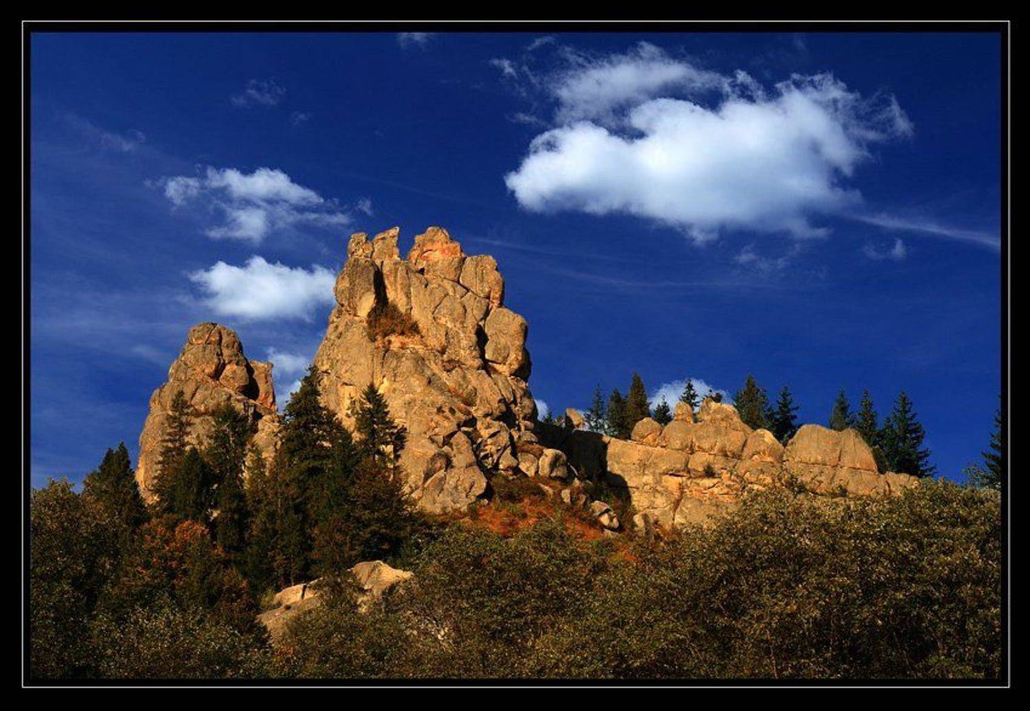 скалы, лес, облака, осень, Юрий