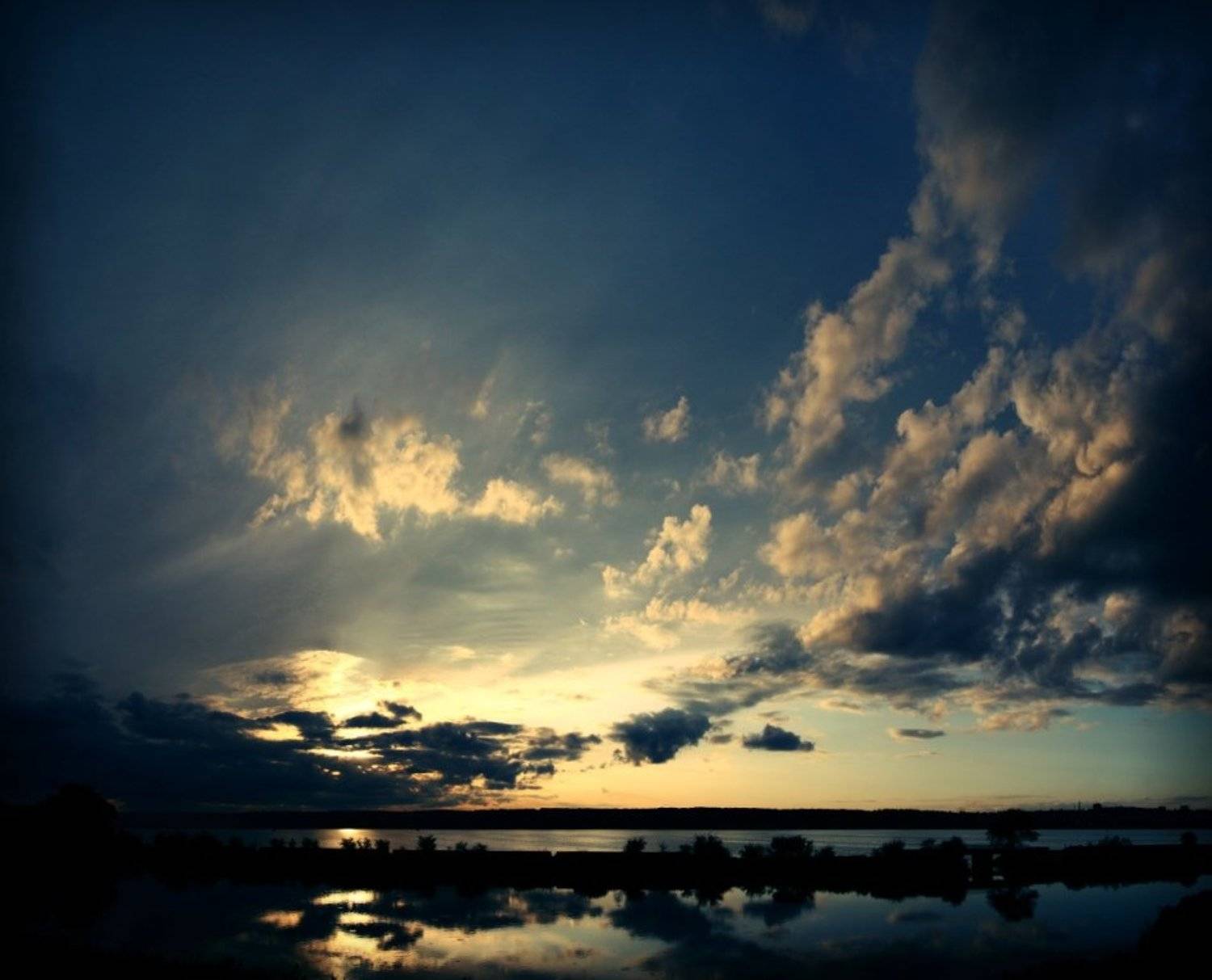 Воронеж, закат, облака, Отражения, река, masyaxa