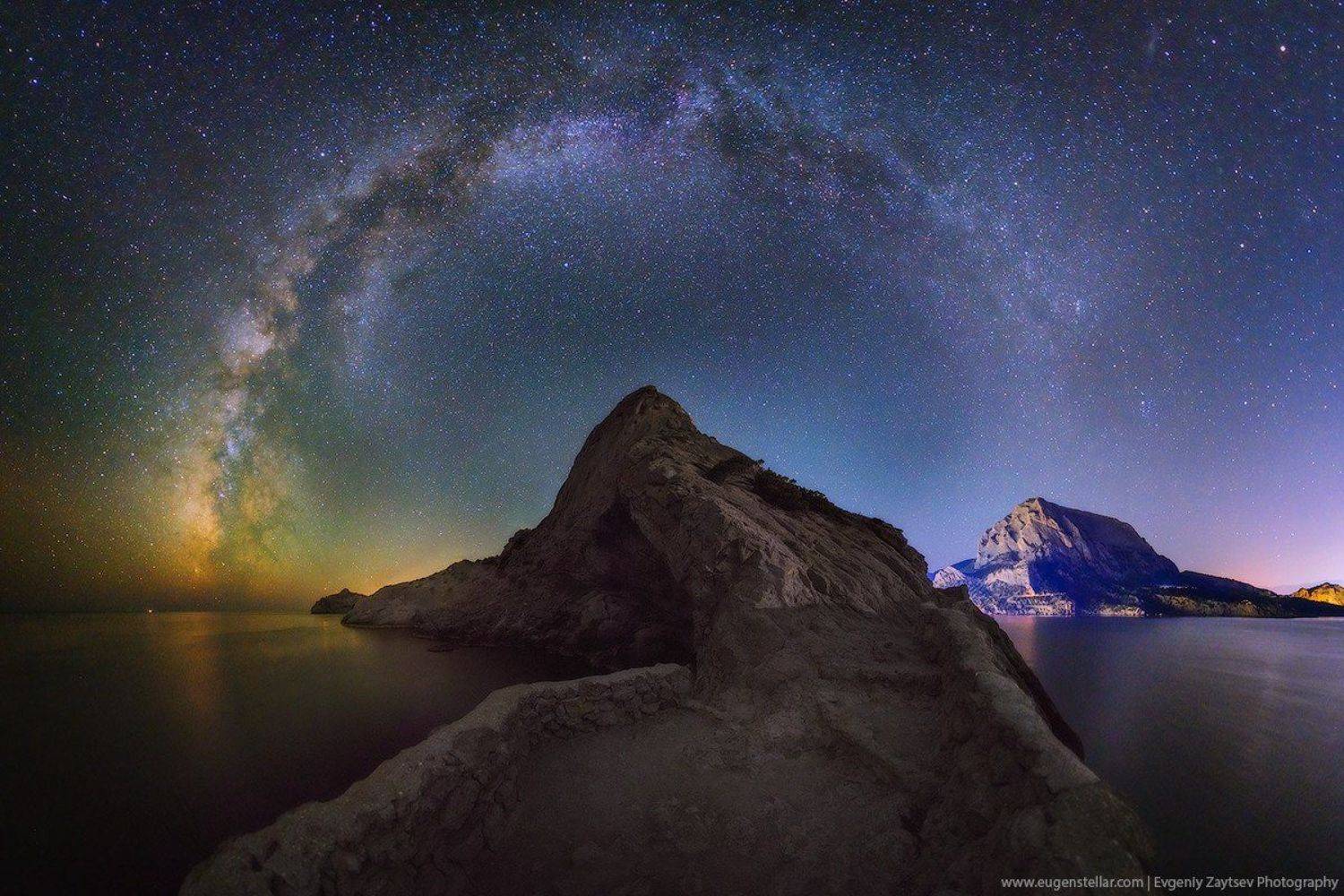 Долгая выдержка, Звезды, Крым, Млечный путь, Море, Ночное фото, Женя Зайцев
