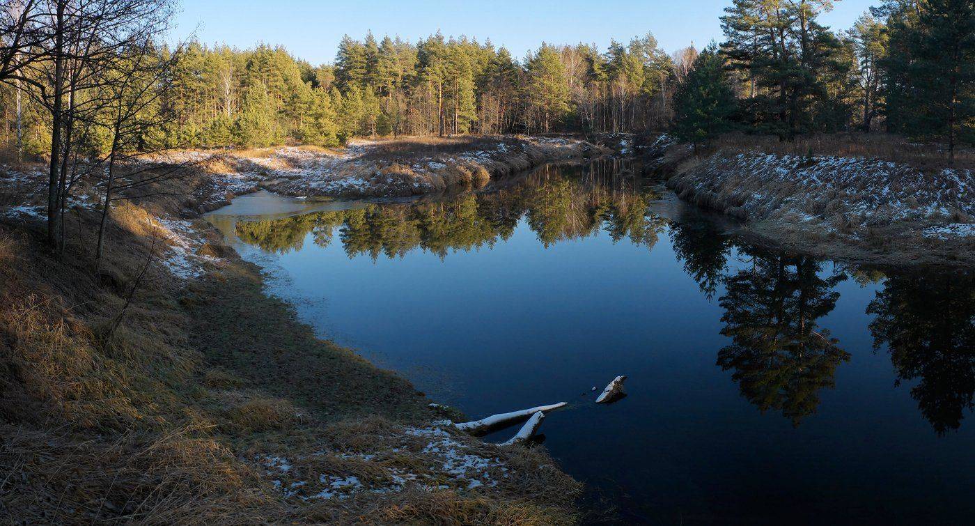 Зеркало воды, Лесная река, Мещёра, Осень, Отражения, Предзимье, Валерий Пешков