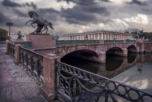 Аничков мост серым утром