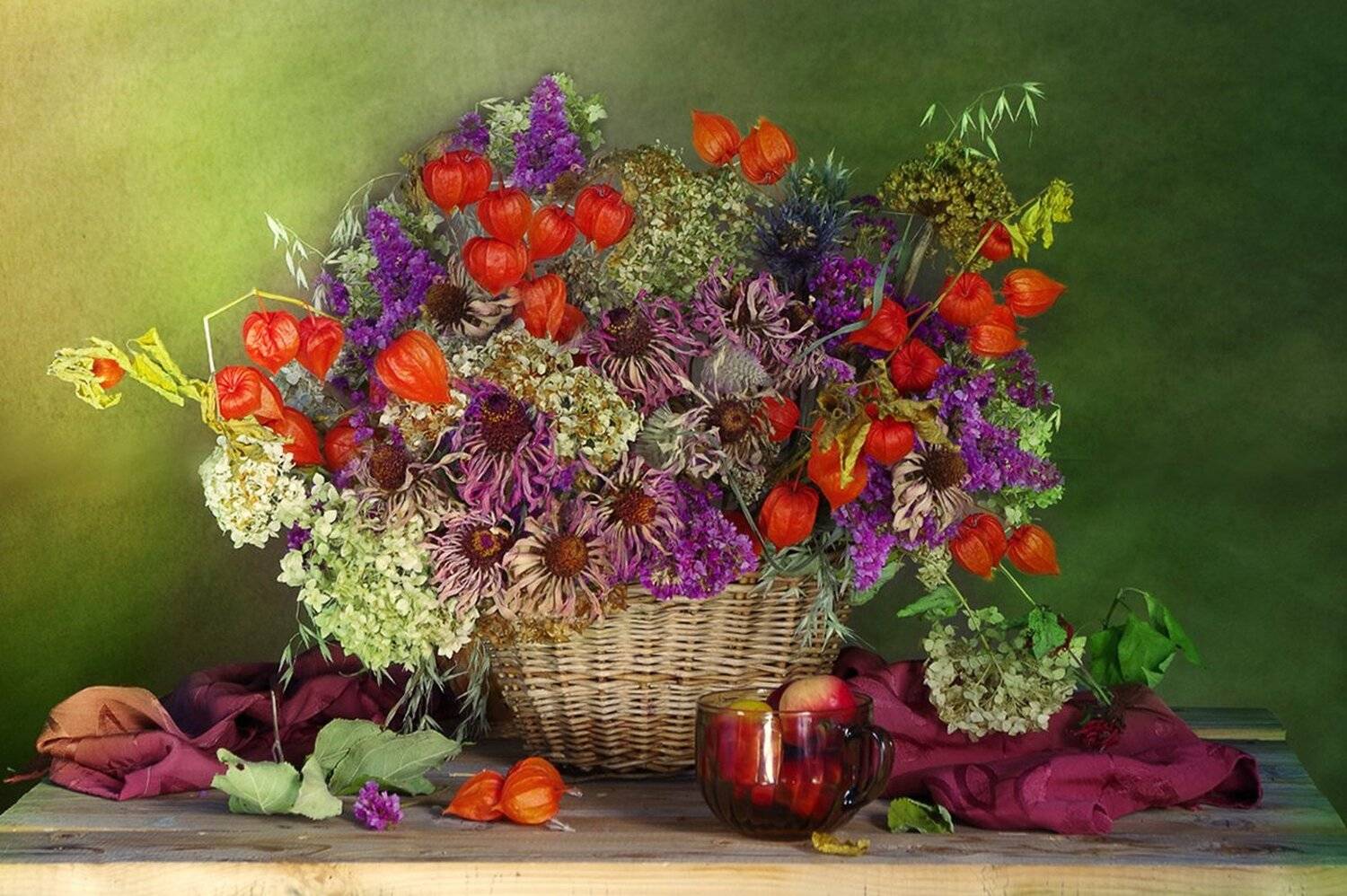букет, корзинка, натюрморт, сухоцветы, цветок, Вера Павлухина