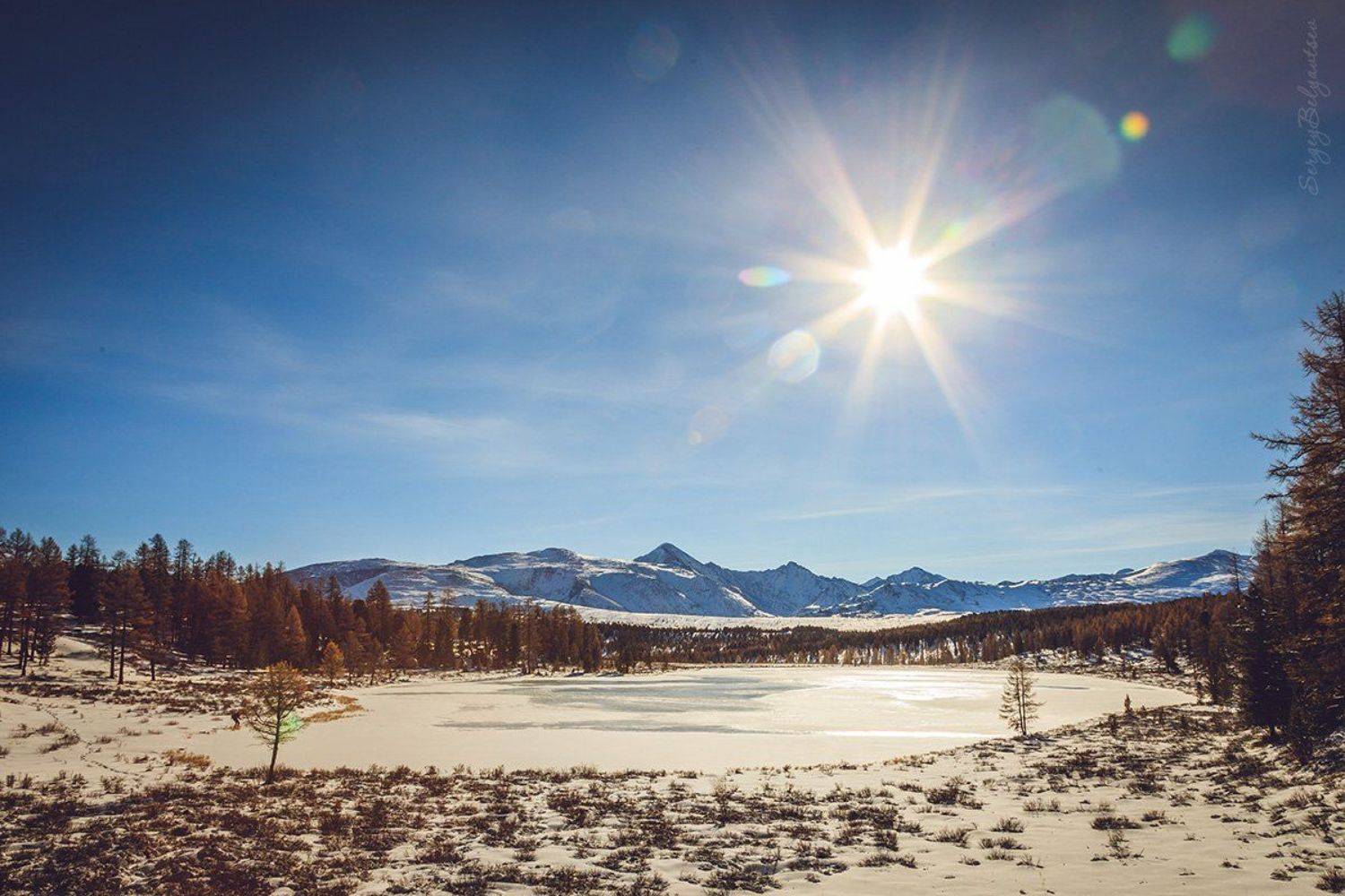 горный, алтай, улаганские, перевал, озеро, киделю, зима, снег, горы, вершины, лёд, Сергей Белявцев