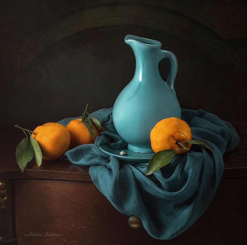кувшин,мандарины,натюрморт Морской бриз фото превью