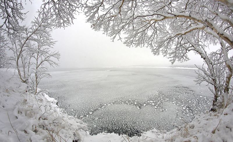 татарский пролив, дальний восток, fisheye Картина  льдом и снегом фото превью