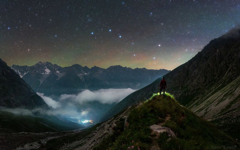 кавказ, звезды, ночь, большая медведица, безенги, горы Выше облаков фото превью