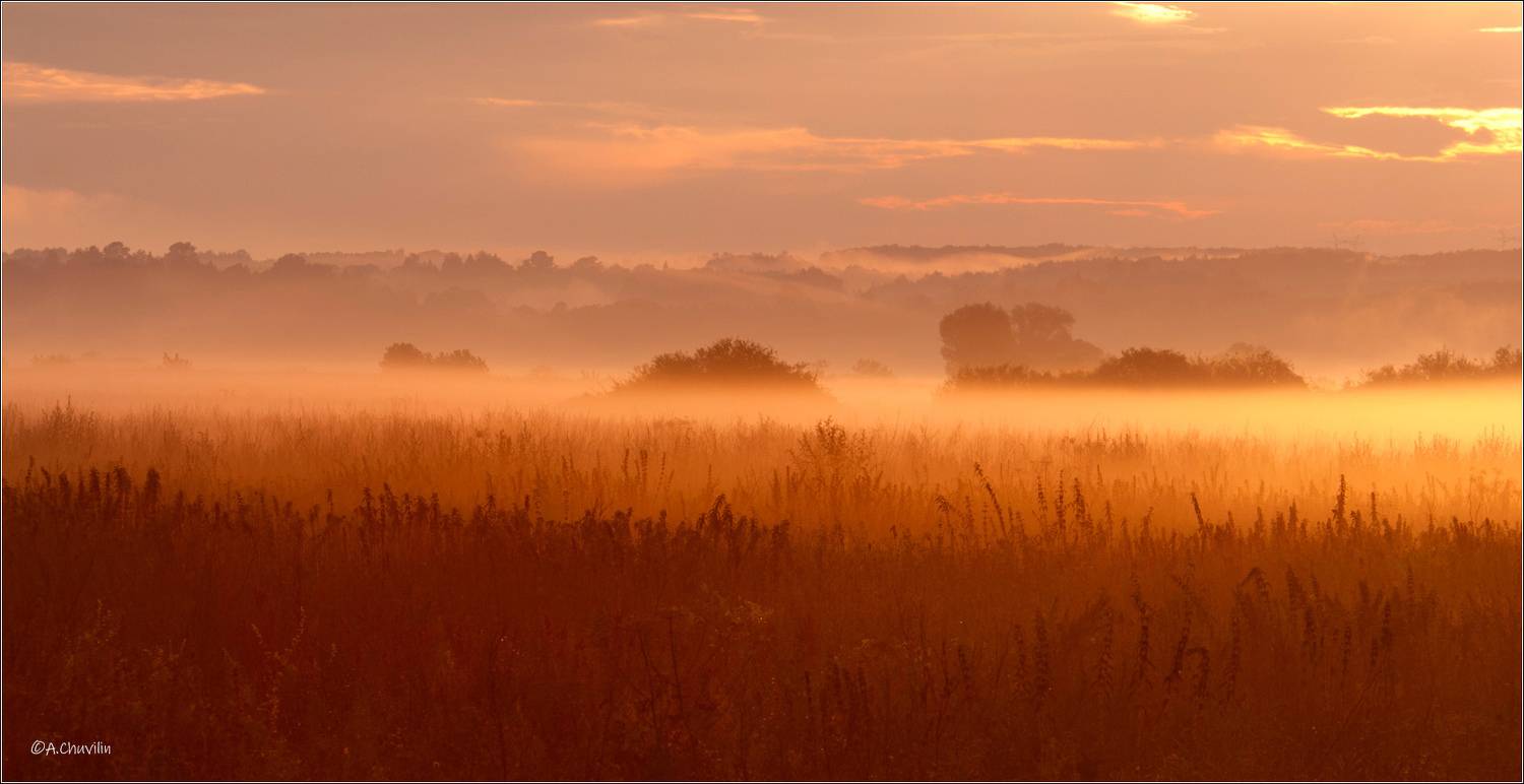 закат,туман,август, Александр Чувилин