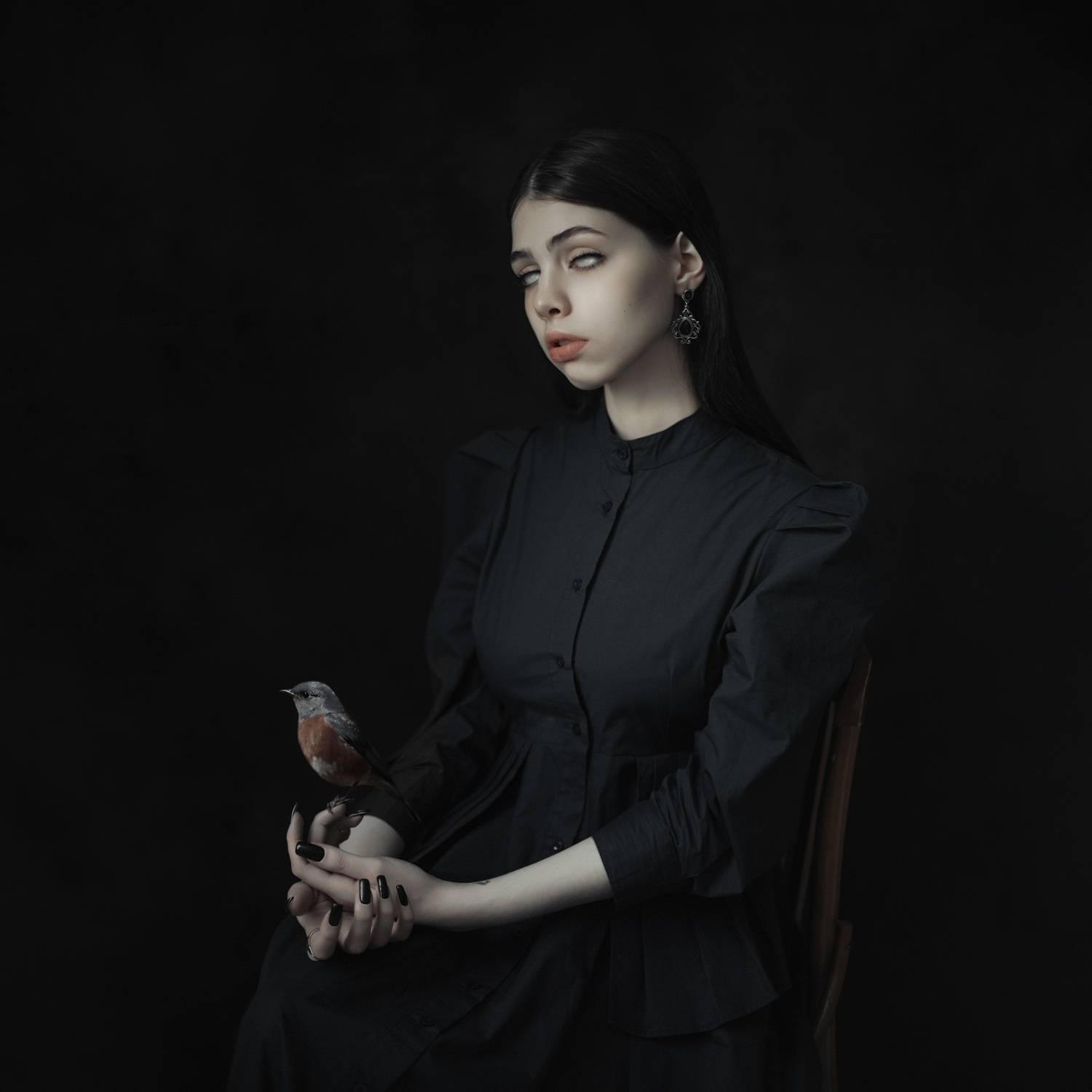 девушка, ведьма, готика, птица, Вероника Баласюк