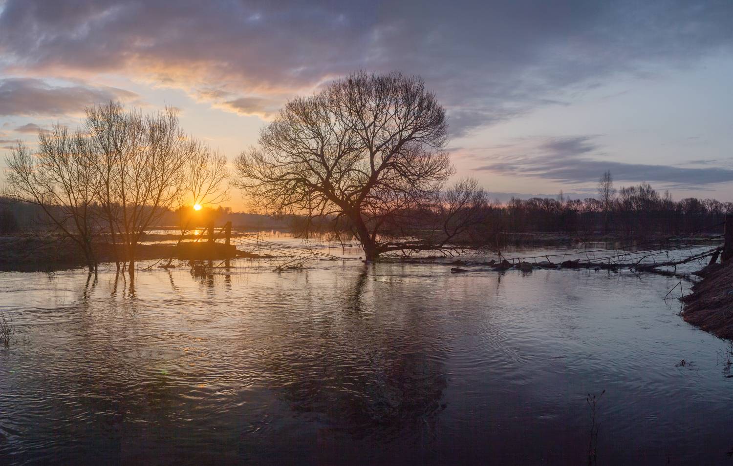 река, рассвет, весна, Свистков Александр