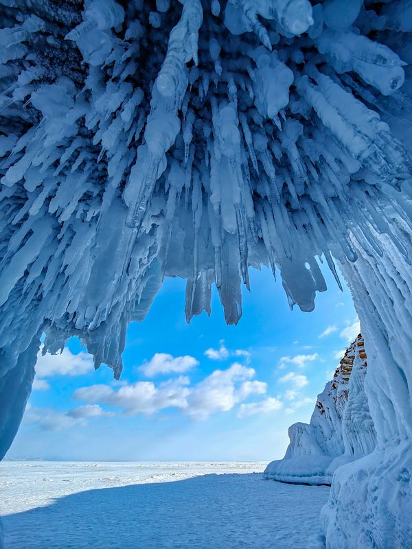 байкал, грот, лёд, зима  фото превью