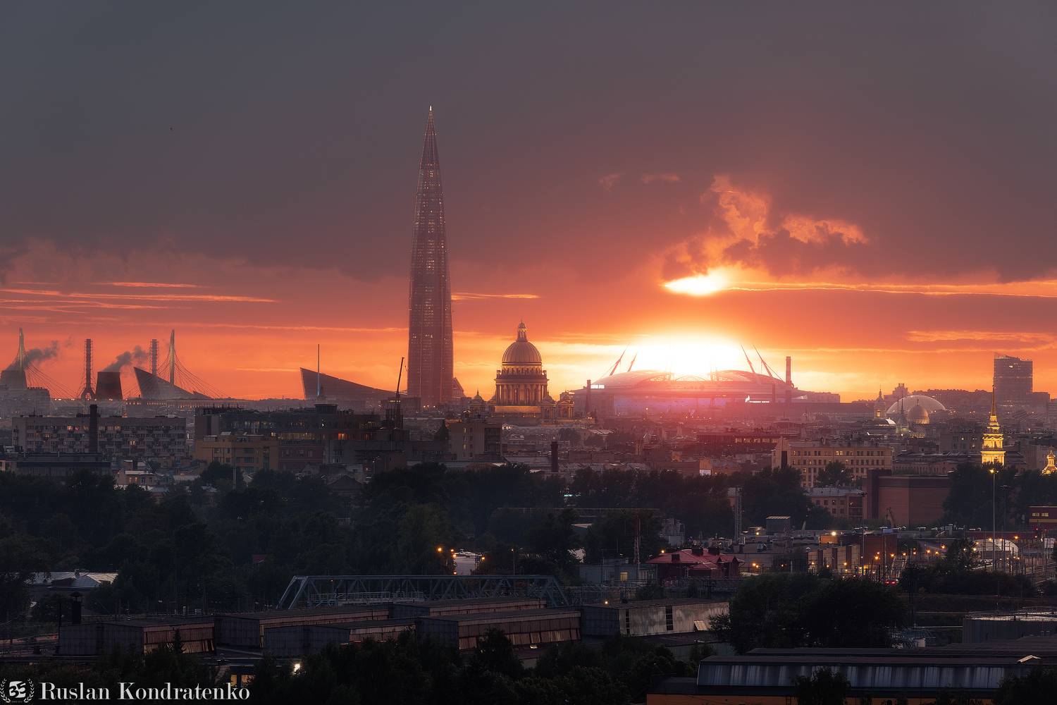 санкт-петербург, закат, лахта-центр, лахта, небоскреб, прострел, мост, исаакиевский собор, собор, зенит арена, газпром арена, композитная фотография, time blending, Кондратенко Руслан