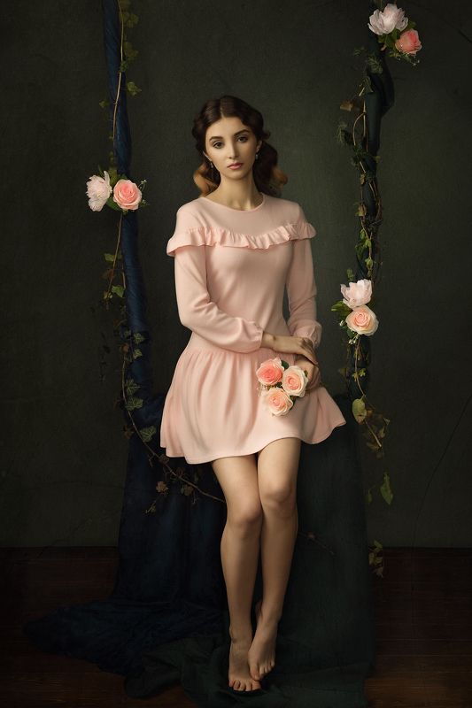 fineart, pictural, studioshoot, canvas, beauty, dragdefotografie, eliancoman, painterly, portray The Swing and some Roses фото превью