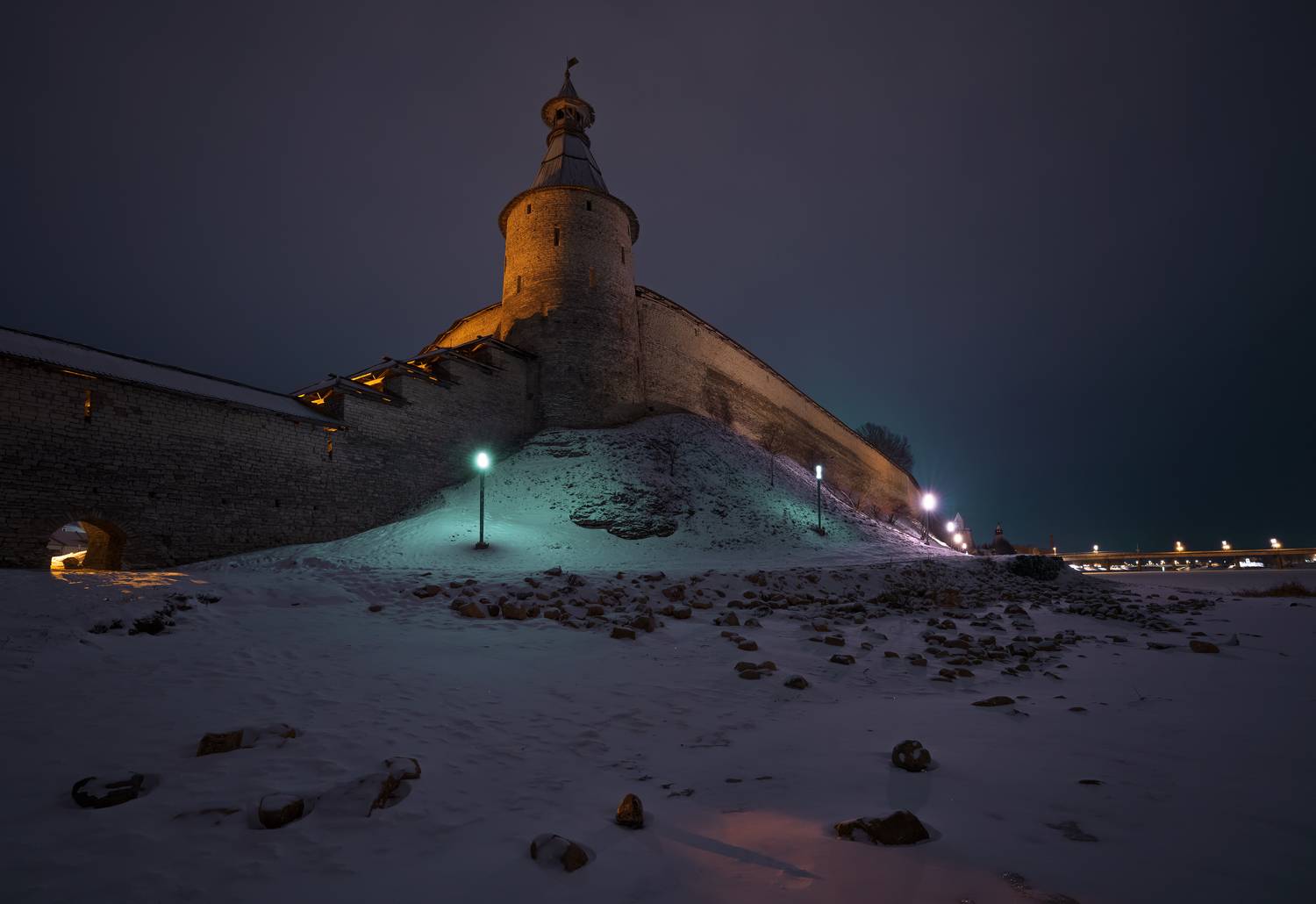 псков, кром, ночь, зима, Зверев Олег