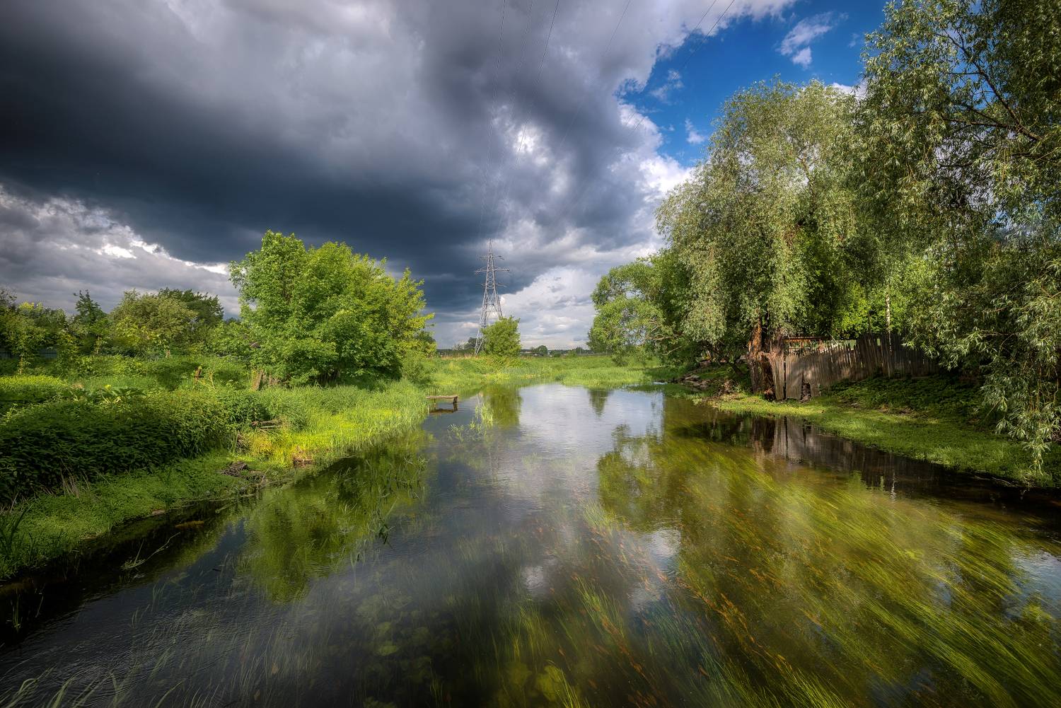 реска, уча, тучи, зелень, водоросли, Сергей Аникин