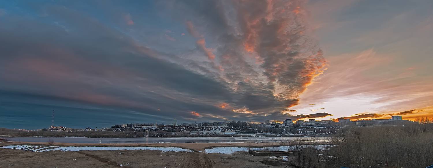 ледоход, река, вечер, вятка, апрель, Широких Александр