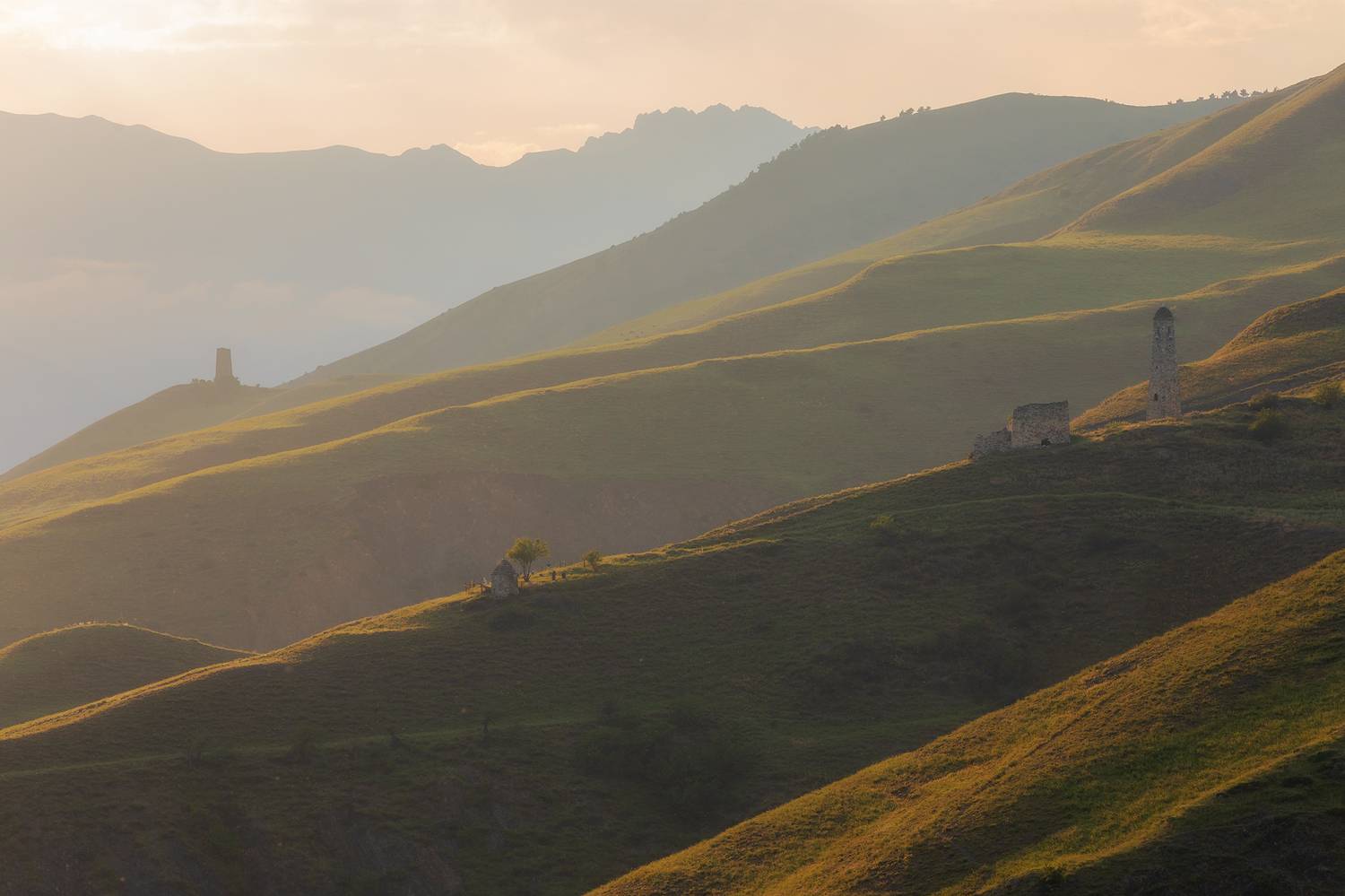 кавказ, ингушетия, закат, башни, Романова Екатерина
