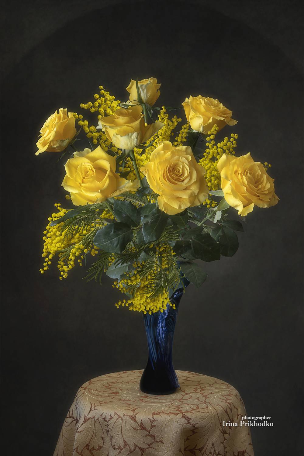 натюрморт, цветы, весна, розы, мимоза, букеты, Приходько Ирина