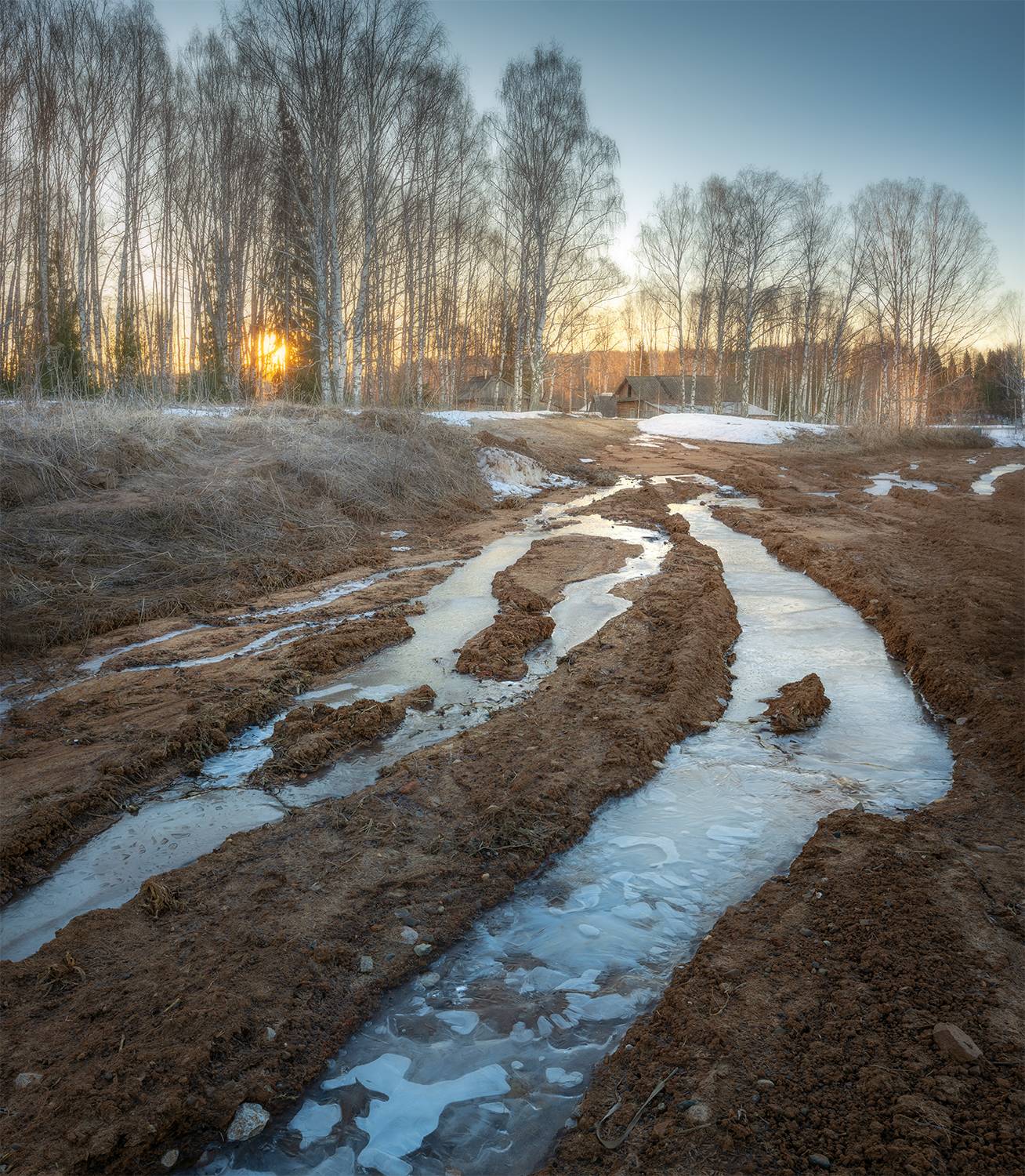 весна, рассвет, лед, солнце, мороз, деревня, Сергей Буторин